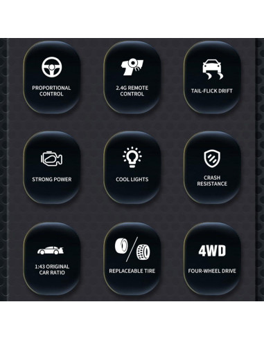 Coche Drift RC 1/43 Funnyndiy 15KM/H 4WD RTR con Luces