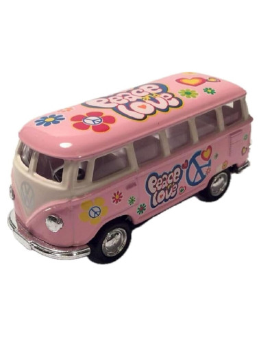 KiNSMART Autobús Clásico Hippie 1962 Rosa Pastel 6,35 cm