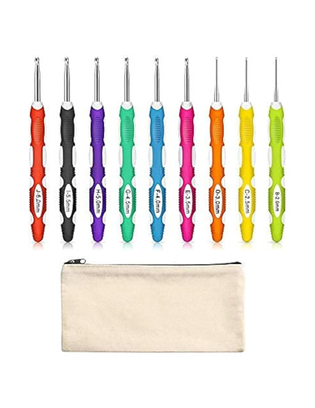Juego de 9 Ganchos de Crochet Ergonomicos WILLBOND con Estuche