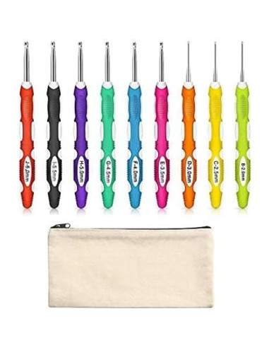 Juego de 9 Ganchos de Crochet Ergonomicos WILLBOND con Estuche
