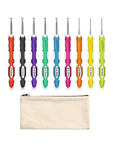 Juego de 9 Ganchos de Crochet Ergonomicos WILLBOND con Estuche