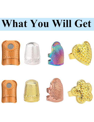 Kit de Dedales de Costura SECBOO 8 Piezas - Antipinchazos