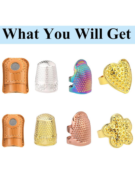 Kit de Dedales de Costura SECBOO 8 Piezas - Antipinchazos