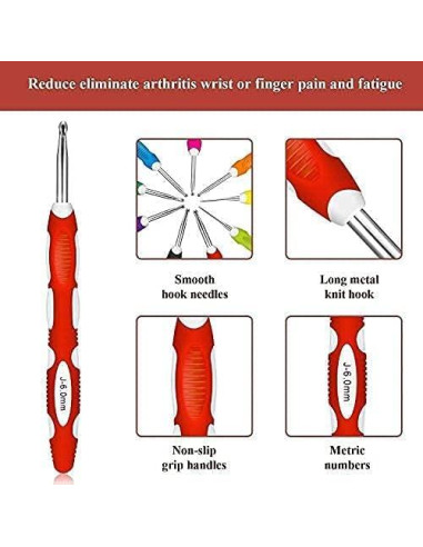 Juego de 9 Ganchos de Crochet Ergonomicos WILLBOND con Estuche