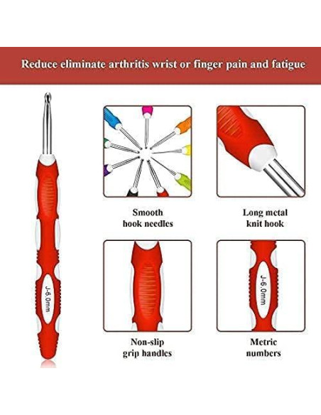 Juego de 9 Ganchos de Crochet Ergonomicos WILLBOND con Estuche