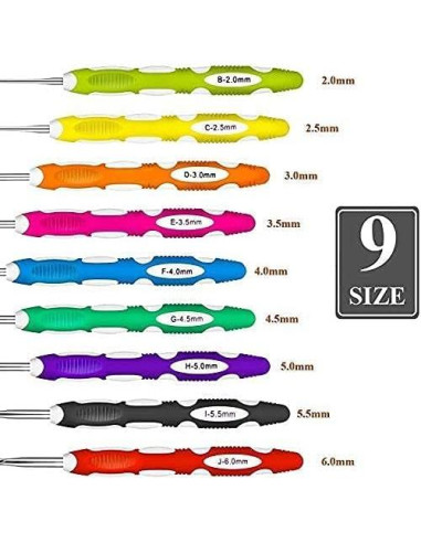 Juego de 9 Ganchos de Crochet Ergonomicos WILLBOND con Estuche