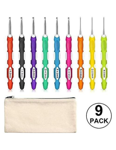 Juego de 9 Ganchos de Crochet Ergonomicos WILLBOND con Estuche