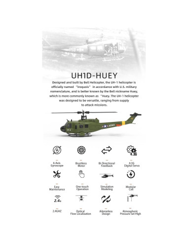 Helicóptero RC YUXIANG F07 UH-1 Huey 1:34 Brushless 6CH