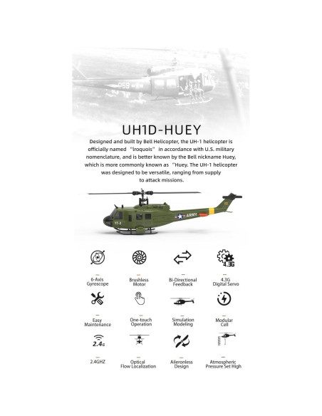Helicóptero RC YUXIANG F07 UH-1 Huey 1:34 Brushless 6CH