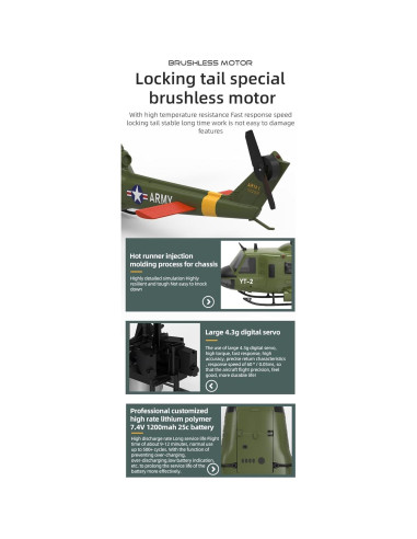 Helicóptero RC YUXIANG F07 UH-1 Huey 1:34 Brushless 6CH