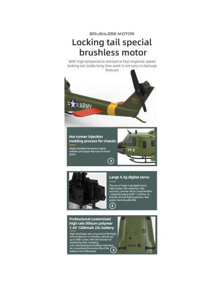 Helicóptero RC YUXIANG F07 UH-1 Huey 1:34 Brushless 6CH