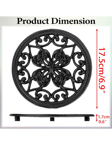Trivet Redondo de Hierro Fundido BTSKY 17.5 cm Antideslizante