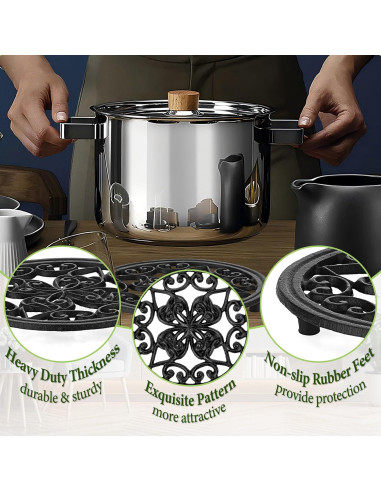 Trivet Redondo de Hierro Fundido BTSKY 17.5 cm Antideslizante