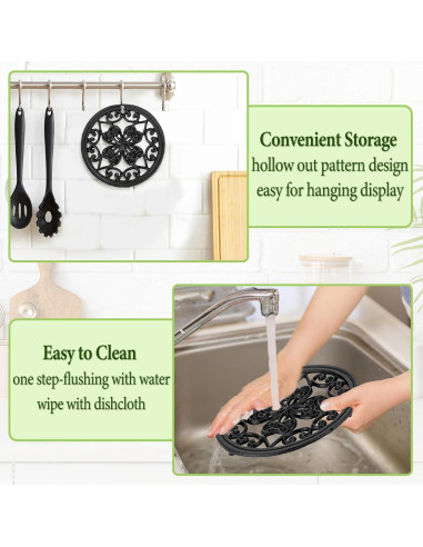 Trivet Redondo de Hierro Fundido BTSKY 17.5 cm Antideslizante