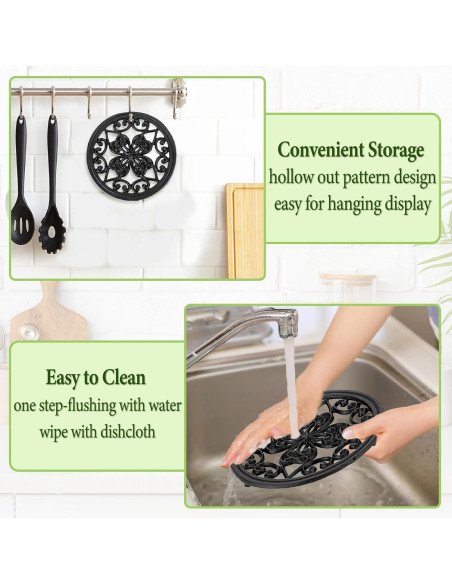 Trivet Redondo de Hierro Fundido BTSKY 17.5 cm Antideslizante