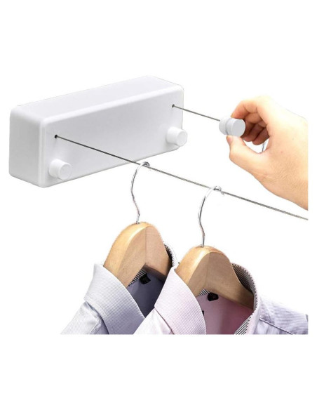 Cuerda Retráctil para Ropa Bakala 4.2m Doble Ajustable Blanco