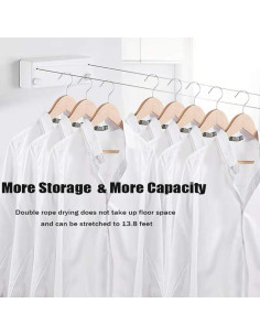 Cuerda Retráctil para Ropa Bakala 4.2m Doble Ajustable Blanco 2