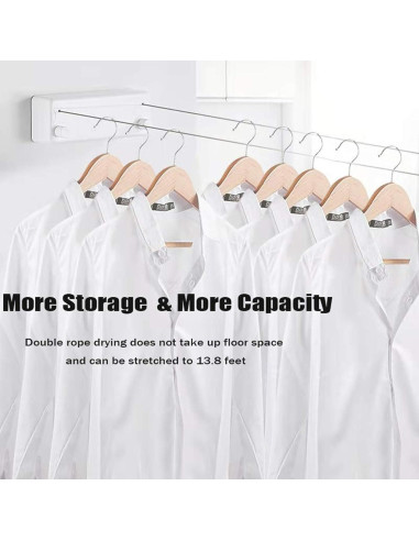 Cuerda Retráctil para Ropa Bakala 4.2m Doble Ajustable Blanco