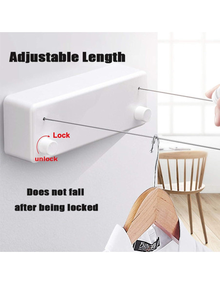 Cuerda Retráctil para Ropa Bakala 4.2m Doble Ajustable Blanco
