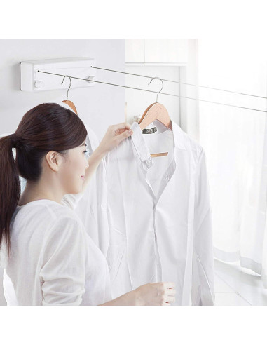 Cuerda Retráctil para Ropa Bakala 4.2m Doble Ajustable Blanco