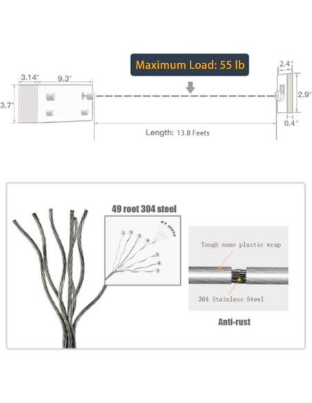 Cuerda Retráctil para Ropa Bakala 4.2m Doble Ajustable Blanco