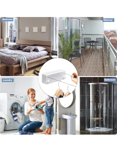 Cuerda Retráctil para Ropa Bakala 4.2m Doble Ajustable Blanco