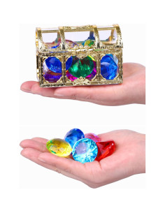 Cofre del Tesoro Pirata con 14 Gemas de Colores - Juguete de Buceo 2