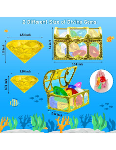 Set de Juguetes de Buceo MGparty 24 Gemas Coloridas con Caja 2