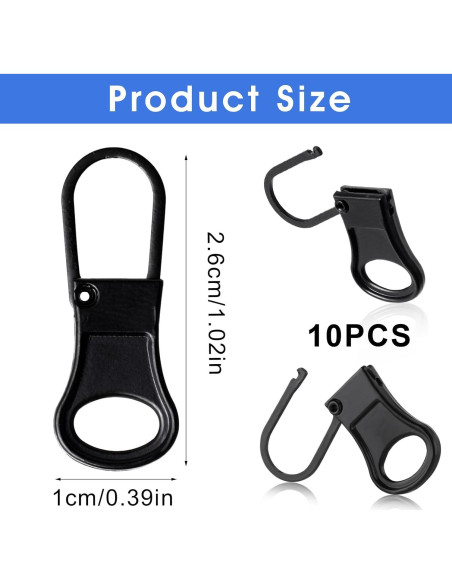 10 Piezas Tiradores de Cremallera Desmontables Ouligay