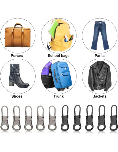 10 Piezas Tiradores de Cremallera Desmontables Ouligay