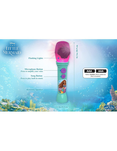 Micrófono Infantil eKids La Sirenita con Música y Luces