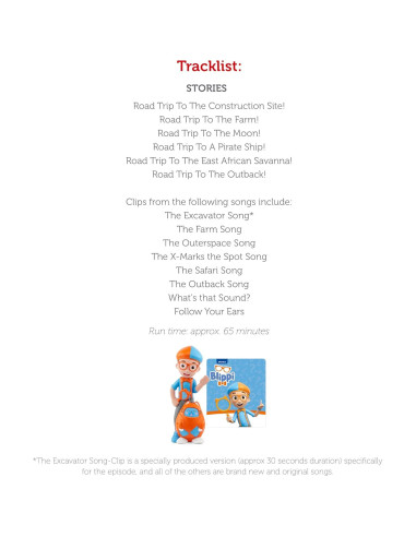 Figurita de juguete Blippi Tonies con 6 historias y 8 canciones