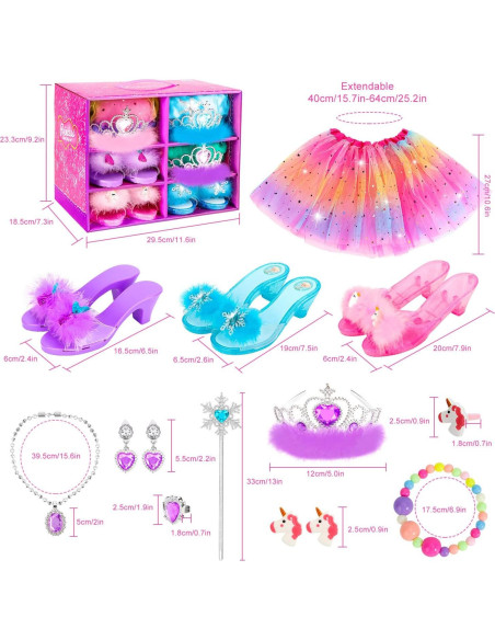 Conjunto de Disfraz de Princesa para Niñas - 3 Temas