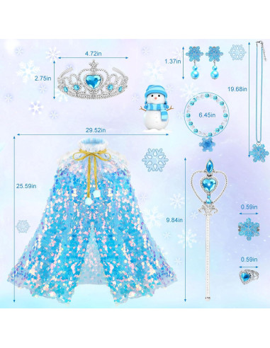 Conjunto de Princesa de Nieve OHARLOBE para Niñas 4-6 Años