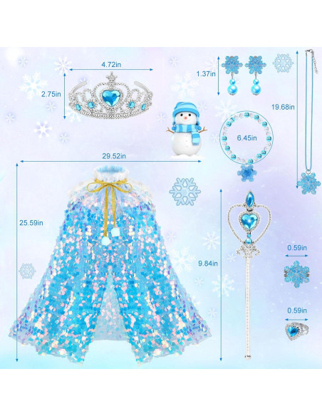 Conjunto de Princesa de Nieve OHARLOBE para Niñas 4-6 Años