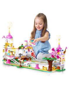 HOGOKIDS Kit de Construcción Montaña Rusa 711 Piezas Rosa