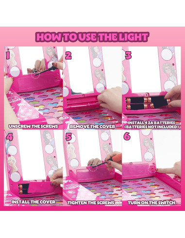 Conjunto de Vanity de Belleza Barbie con Espejo Iluminado