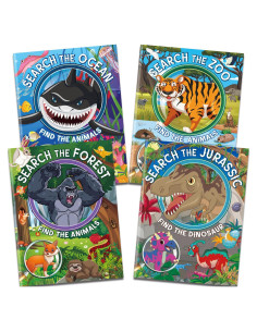 Paquete de 4 Libros de Actividades Buscar y Encontrar Elfew