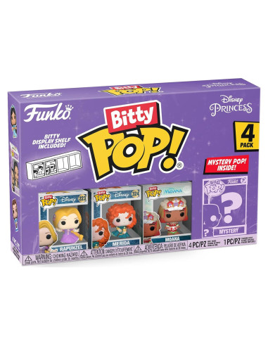 Figuras Mini Bitty Pop Disney - Rapunzel, Merida, Moana + Sorpresa