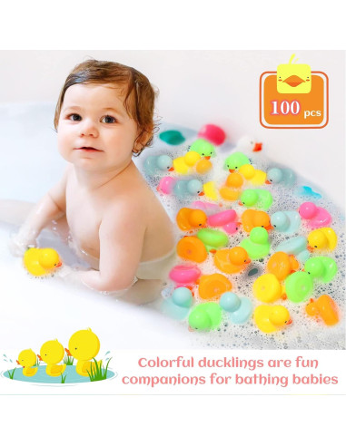 Paquete de 50 Patitos de Goma Multicolor Ekisemio 4 cm