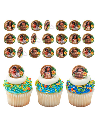DecoPac Decoraciones para Cupcakes Moana - 24 Anillos