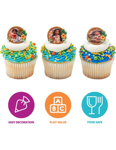 DecoPac Decoraciones para Cupcakes Moana - 24 Anillos
