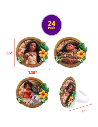 DecoPac Decoraciones para Cupcakes Moana - 24 Anillos
