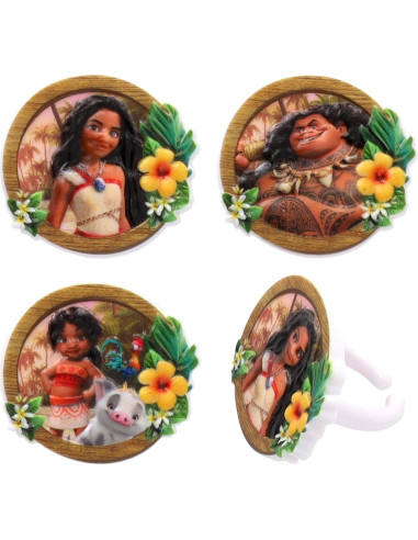 DecoPac Decoraciones para Cupcakes Moana - 24 Anillos