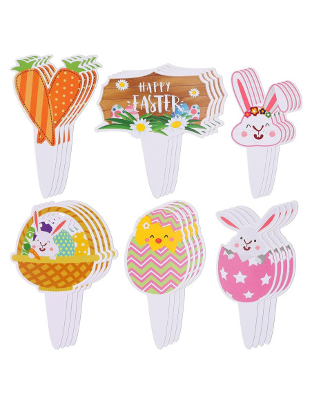 24 Adornos de Pastel de Conejo de Pascua Faccito - Decoración Fiesta