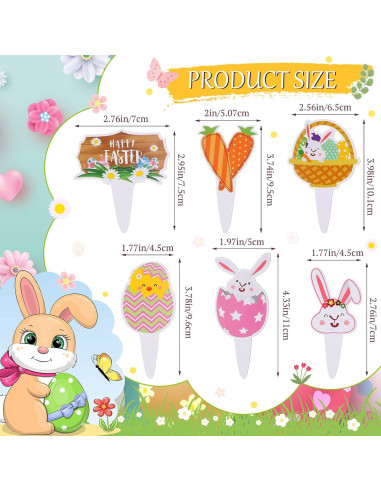 24 Adornos de Pastel de Conejo de Pascua Faccito - Decoración Fiesta