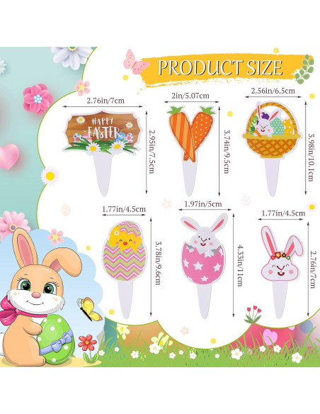 24 Adornos de Pastel de Conejo de Pascua Faccito - Decoración Fiesta