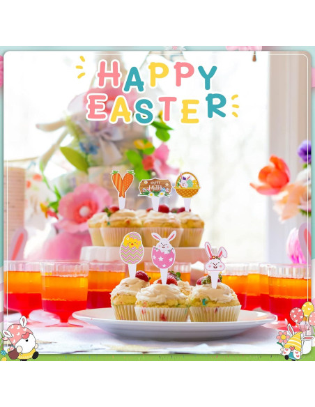 24 Adornos de Pastel de Conejo de Pascua Faccito - Decoración Fiesta