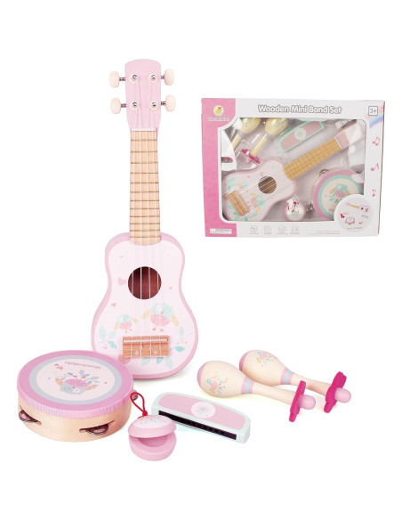 Conjunto Musical Infantil de Madera WoodenEdu - 6 Piezas Rosa