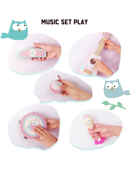 Conjunto Musical Infantil de Madera WoodenEdu - 6 Piezas Rosa